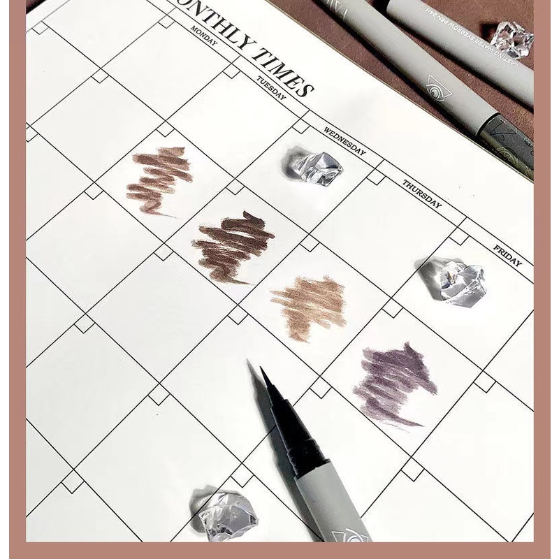 Bút Kẻ Lông Mày Dạng Lỏng Kèm Cọ Trang Điểm Đa Năng Màu Đen / Xám / Nâu