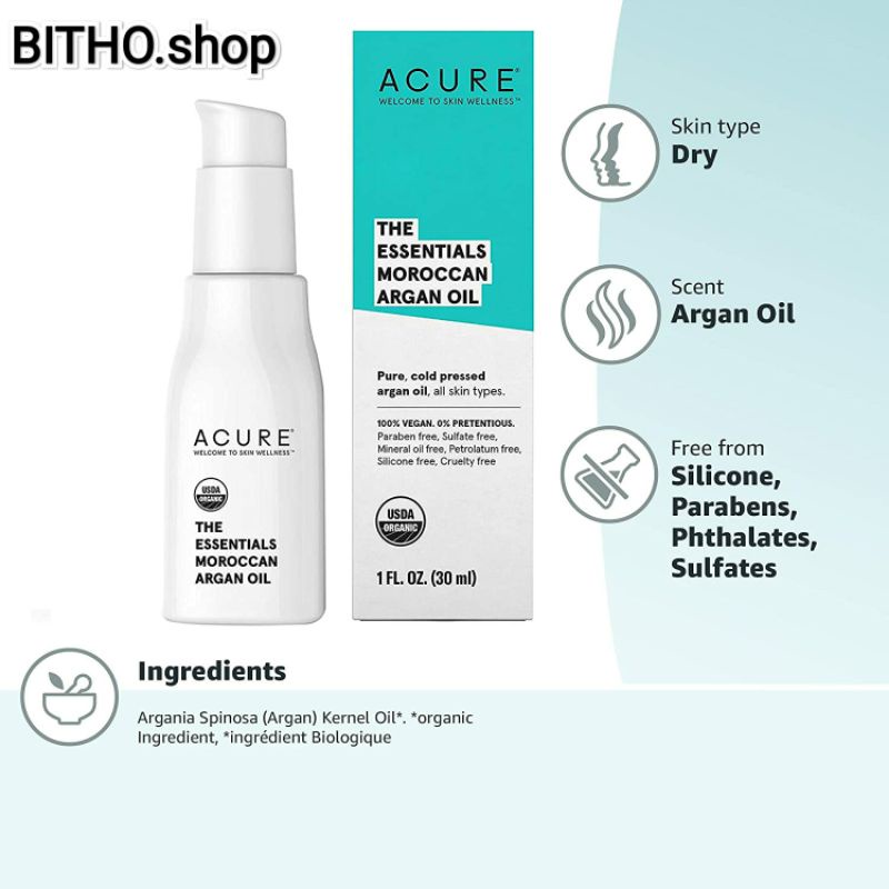 Dầu dưỡng da, tóc Acure The Essentials Morocan Argan Oil 30ml