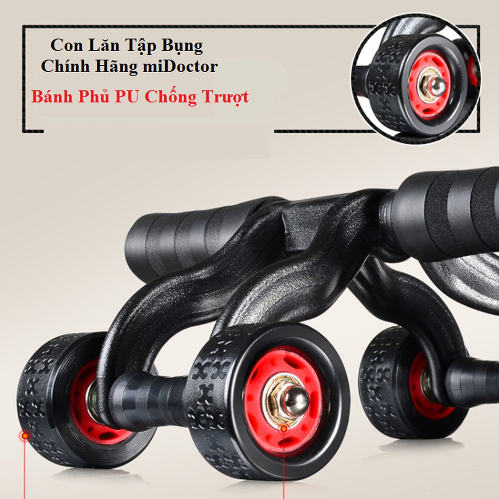 Con Lăn 4 Bánh Tập Cơ Bụng Chính Hãng Amalife – Dụng Cụ Tập Cơ Bụng 4 Bánh – Tập Thể Hình, Tập Gym, Tập Cơ Bụng 6 Múi