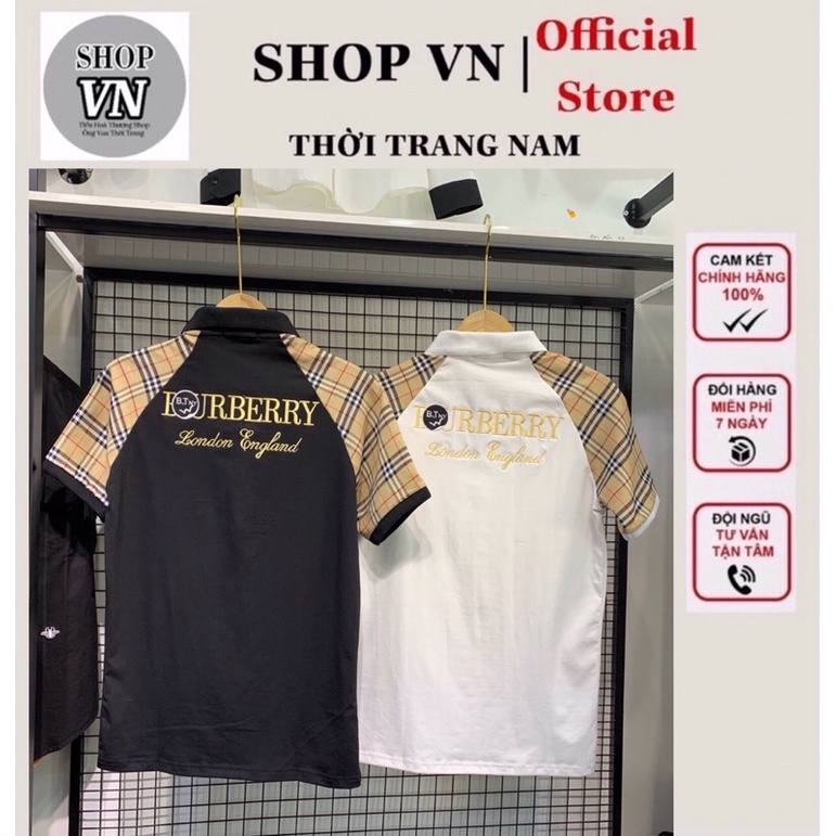Áo thun nam có cổ tay ngắn polo cotton co dãn 4 chiều thêu kiểu BBR vải dày đẹp mẫu mới cao cấp SHOP VN