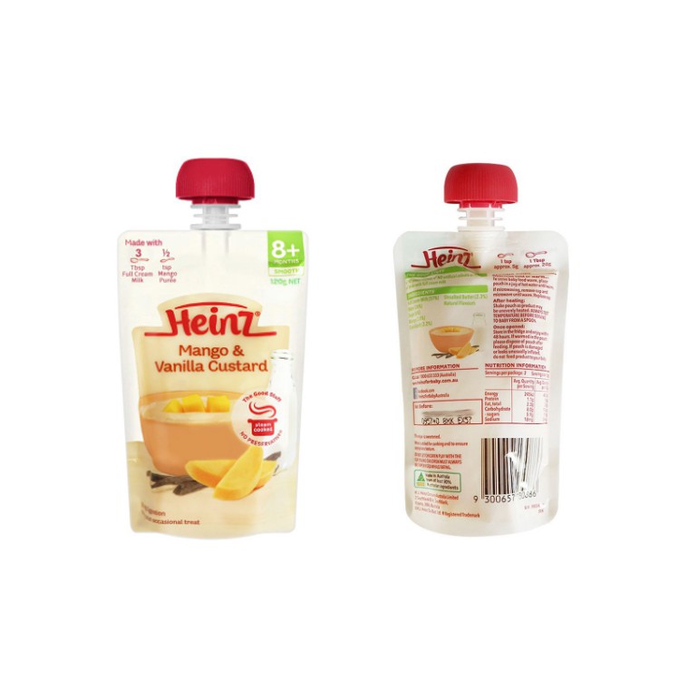 Váng sữa hoa quả nghiền Heinz Úc cho bé từ 6 tháng (date T12/2022)