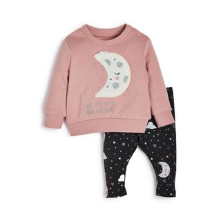 Set bộ Primark áo nỉ bông hồng mặt trăng