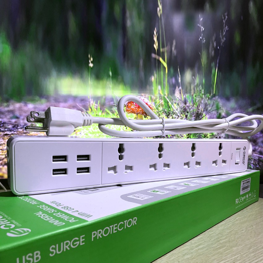 [Chính Hãng] Ổ cắm điện Orico chống sốc, 3200w, Kèm 4 cổng sạc USB 2,4A - OSC-4A4U