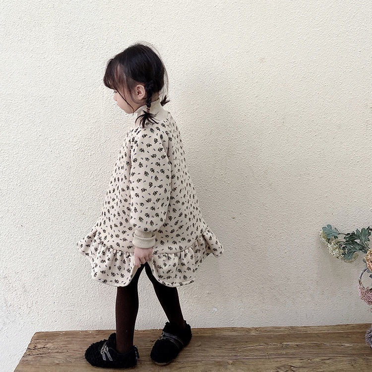 Đầm Công Chúa Vải Lông Cừu Dày In Hoa Thời Trang Thu Đông Cho Bé Gái Gmn 66 2021