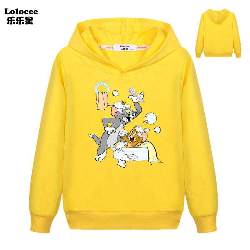 Áo Hoodie Dài Tay In Họa Tiết Tom &amp; Jerry Xinh Xắn Dành Cho Bé Trai