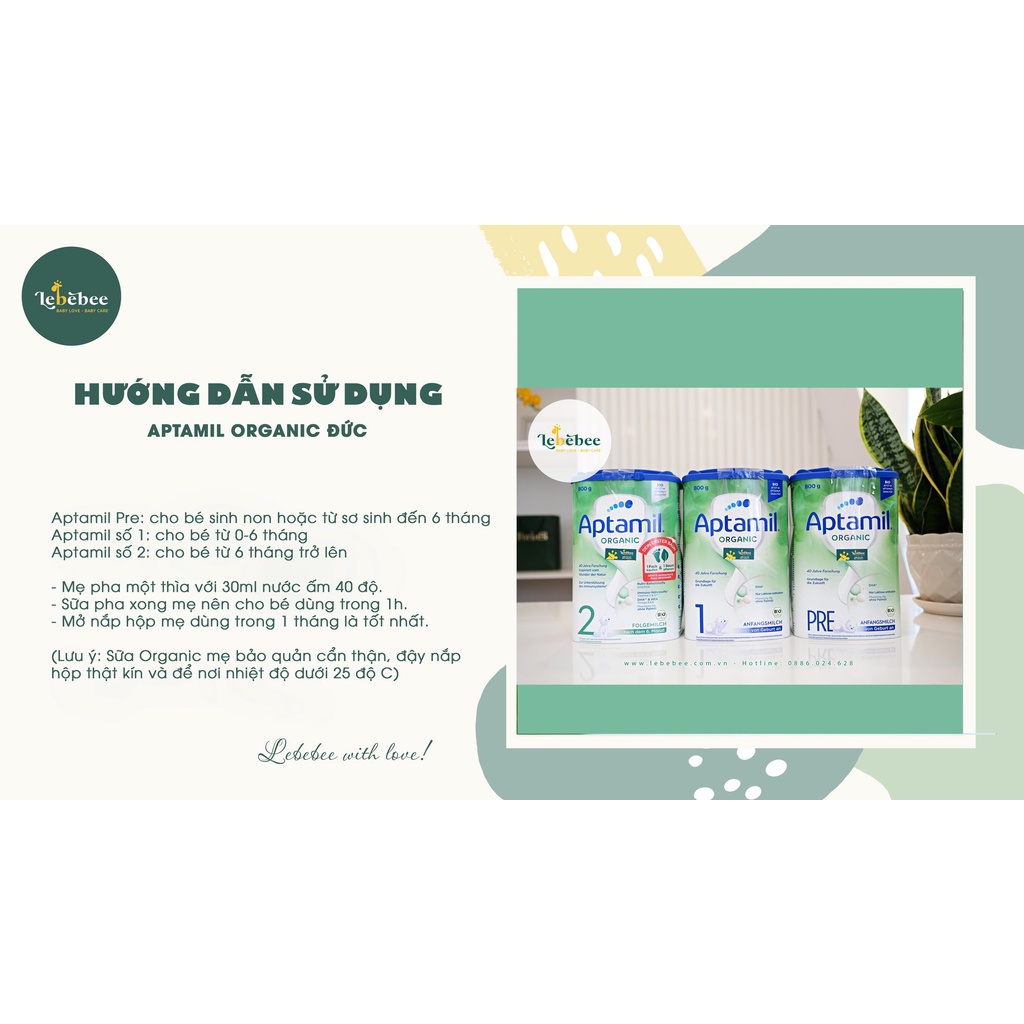 Sữa Aptamil ORGANIC nội địa Đức cho bé ( hộp 800gr)