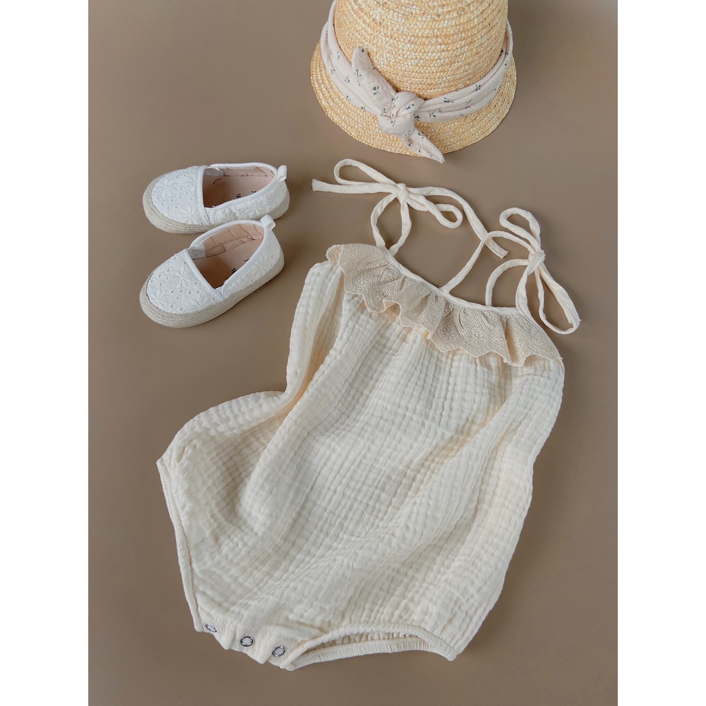 Romper Lisa vải xô muslin cao cấp cho bé gái từ 03 tháng - 2 tuổi (ảnh tự chụp - hàng thiết kế) Berrybaby