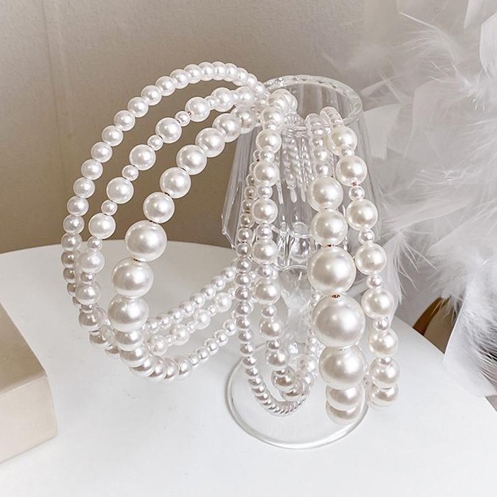 Băng đô thời trang đính ngọc trai lung linh phong cách Hàn Quốc đơn giản 2020 cho nữ