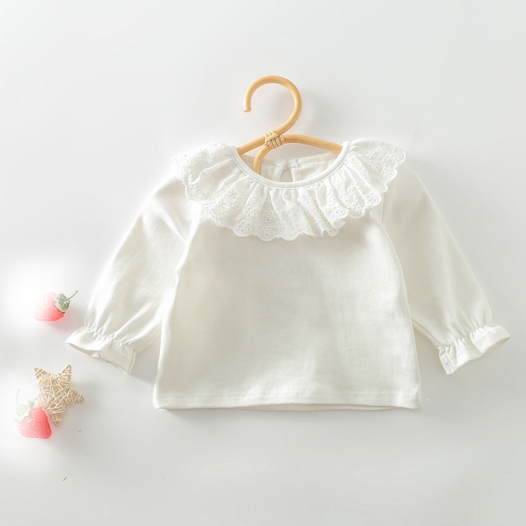 Áo cổ búp bê màu trơn thời trang mùa thu cho bé gái