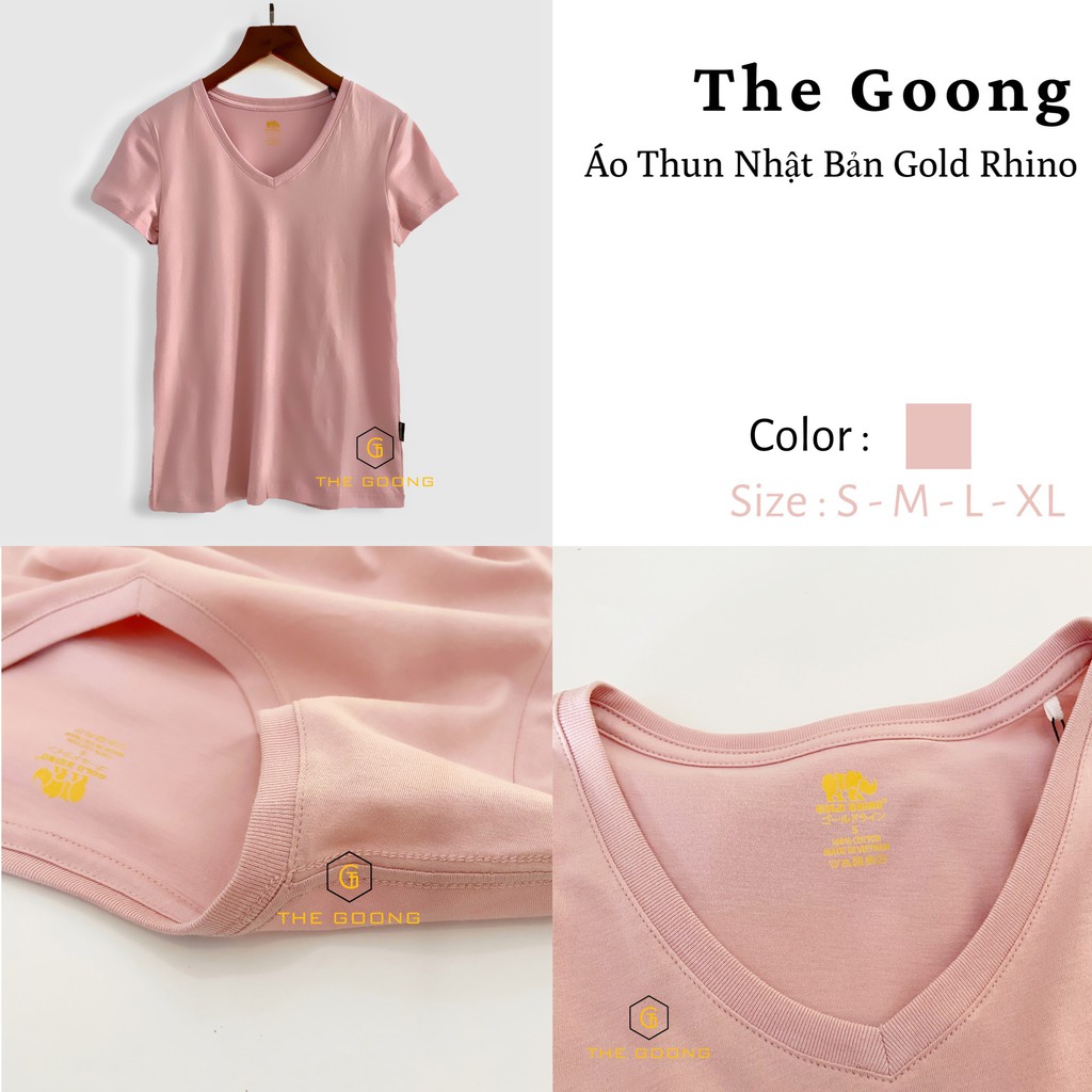 ÁO THUN TRƠN NỮ NHẬT BẢN 100% COTTON THOÁNG MÁT - CỔ TIM - Hồng Japan