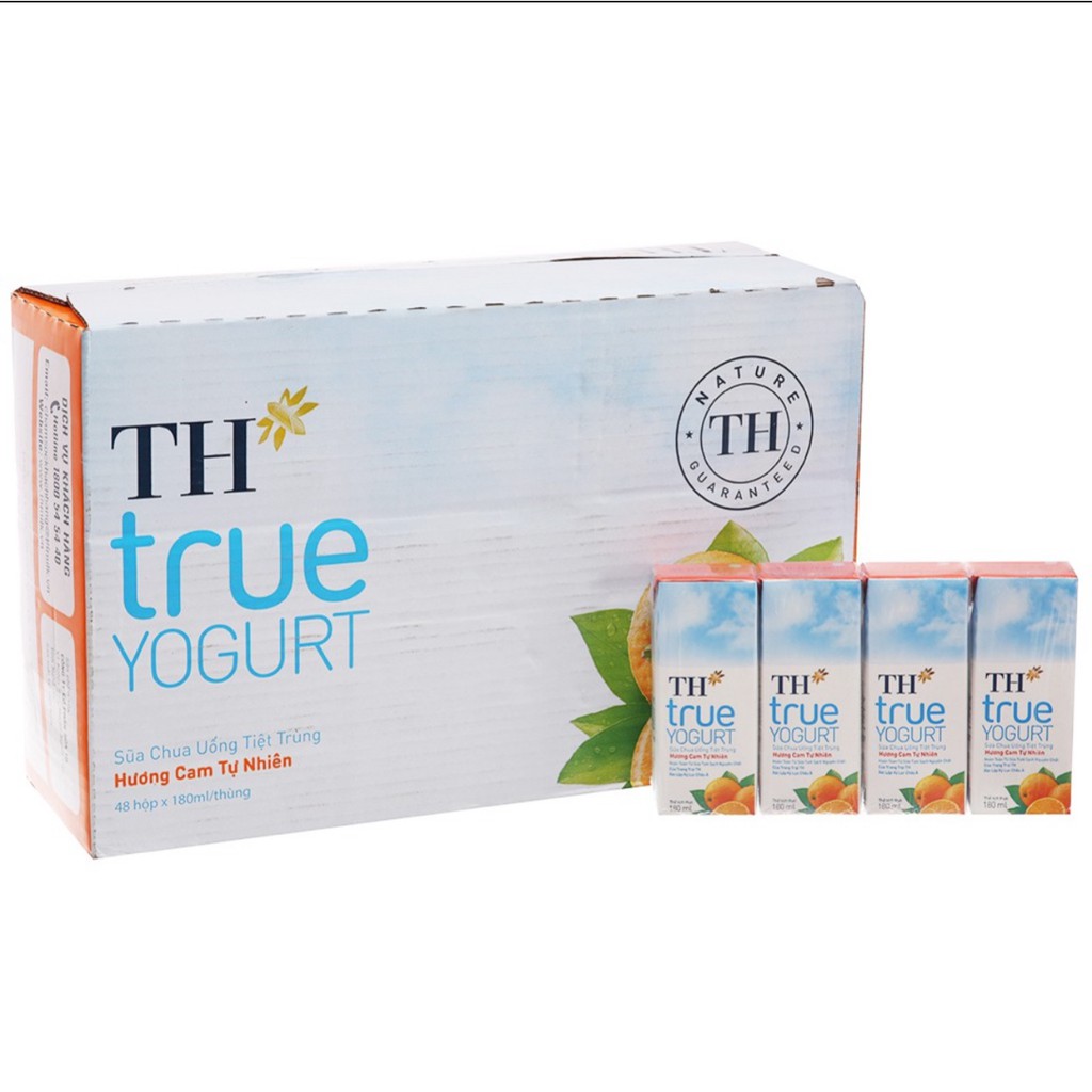 Thùng 48 hộp 180ml Sữa chua uống tiệt trùng TH True Yogurt ( Cam, Dâu, Việt Quất)