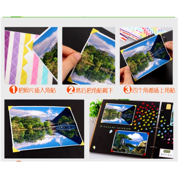 Miếng dán góc ảnh trang trí trong sổ dán ảnh, scrapbook trang trí