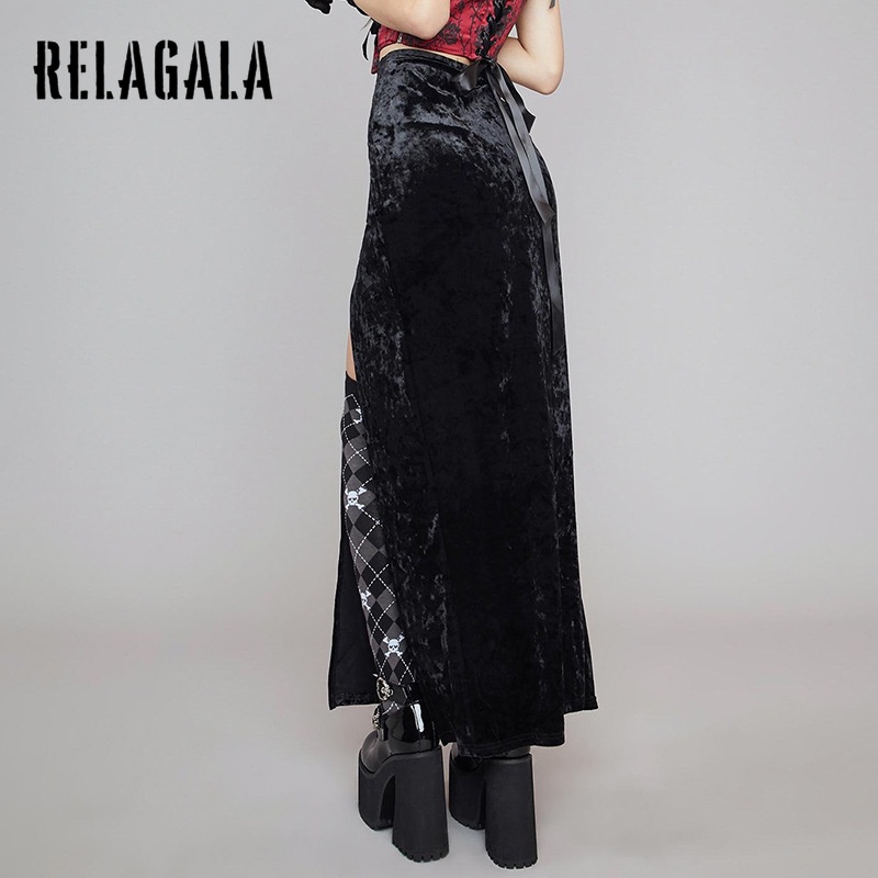 Chân Váy Dài Lưng Cao Thiết Kế Mới Thời Trang Theo Phong Cách Gothic Dành Cho Nữ