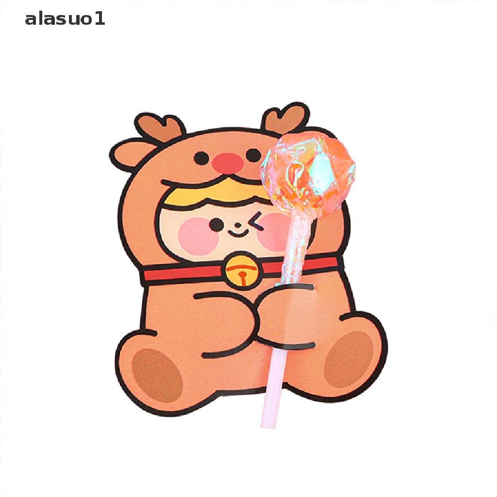 1 [alasuo1] Set 5 Thiệp Kẹo Mút Hoạt Hình Trang Trí Giáng Sinh Năm Mới [VN]