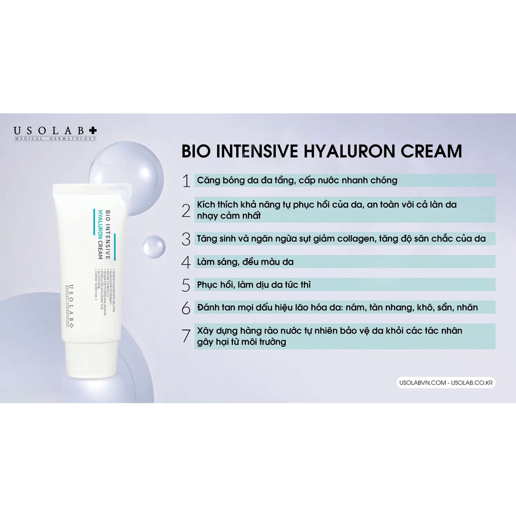 Kem dưỡng da USOLAB Giúp căng bóng, cấp ẩm, sáng da BIO MOISTURIZING HYALURON CREAM 50ml