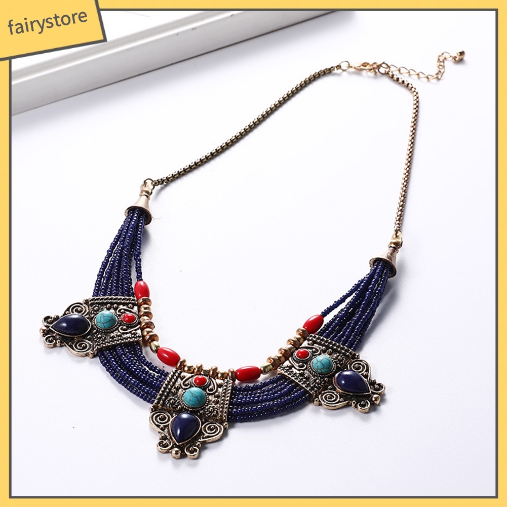 Vòng cổ hợp kim đính đá phong cách boho tùy chọn màu sắc