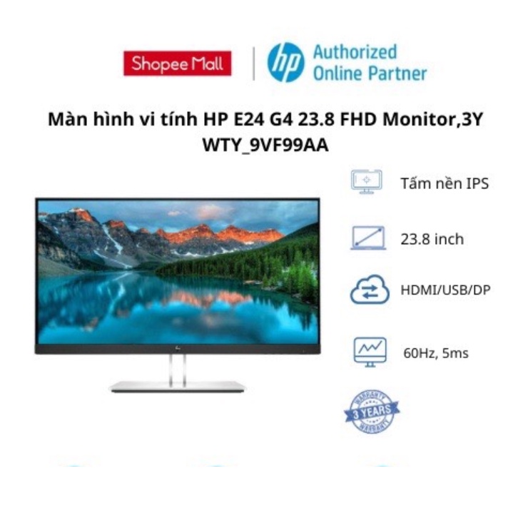 Màn hình vi tính HP E24 G4 23.8" FHD Monitor,3Y WTY_9VF99AA - Hàng chính hãng