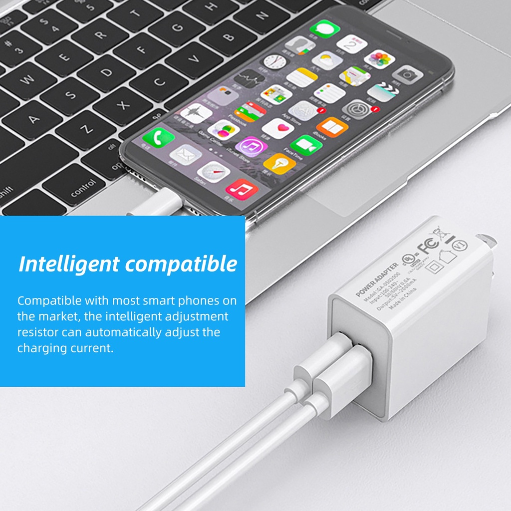 Cốc Sạc Điện Thoại Hai Cổng Usb Qc3.0 Ổn Định An Toàn Cho Đi Du Lịch