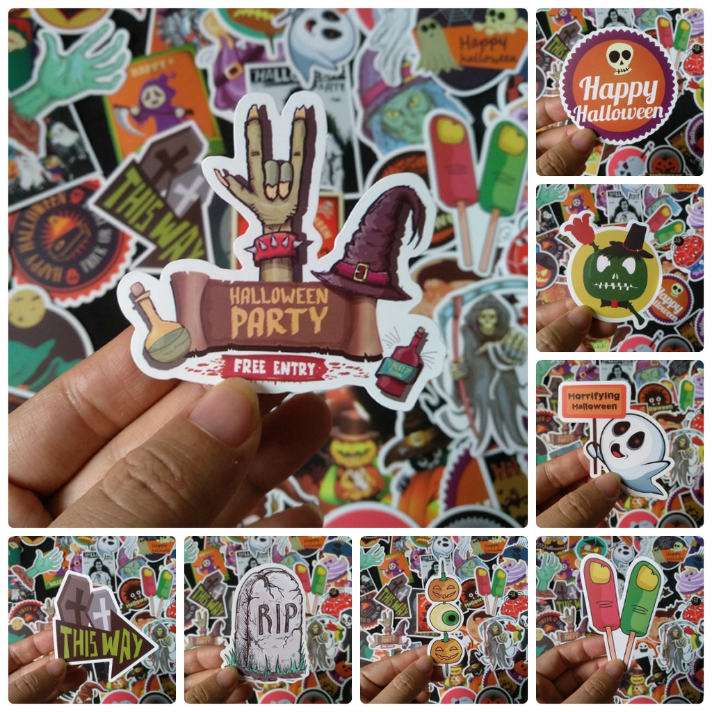 Bộ Sticker dán cao cấp chủ đề HALLOWEEN - Dùng dán Xe, dán mũ bảo hiểm, dán Laptop...