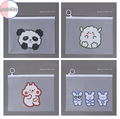 【sweet】 students cartoon cute bear rabbit PVC Transparent Waterproof Storage Bag  Large-capacity Pencil Case