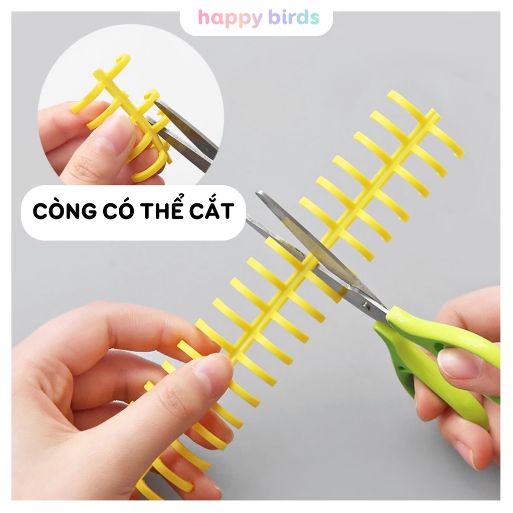 Thanh còng nhựa binder làm sổ còng, kẹp tài liệu đường kính 12mm 30 còng HappyBirds