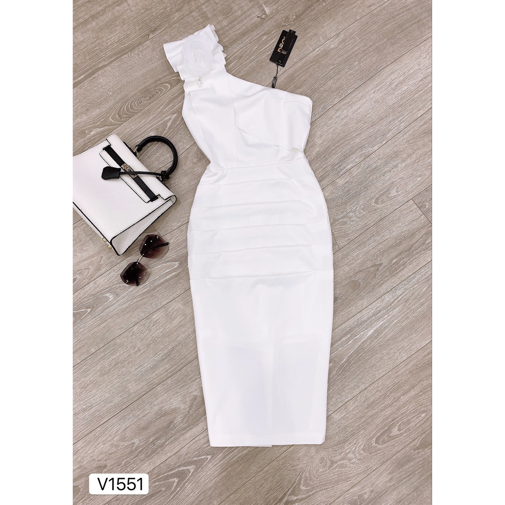 Váy trắng body hở vai V1551 - Đẹp Shop DVC - Kèm ảnh thật trải sàn do shop tự chụp | BigBuy360 - bigbuy360.vn