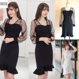 [HÌNH THẬT] Váy Đầm Ren Ôm Body DRESSIE Đuôi Cá Đẹp Thời Trang Công Sở Dạo Phố Dự Tiệc - DB60 (Đen - Trắng)
