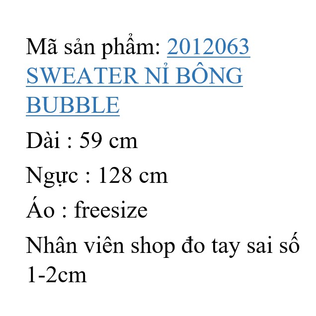 2012063 ÁO NỈ BÔNG BUBBLE | BigBuy360 - bigbuy360.vn