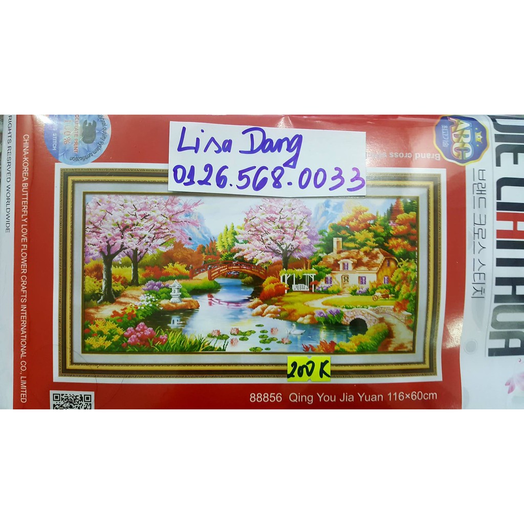 Tranh thêu NGÔI NHÀ HẠNH PHÚC 116x60cm chưa thêu 88856