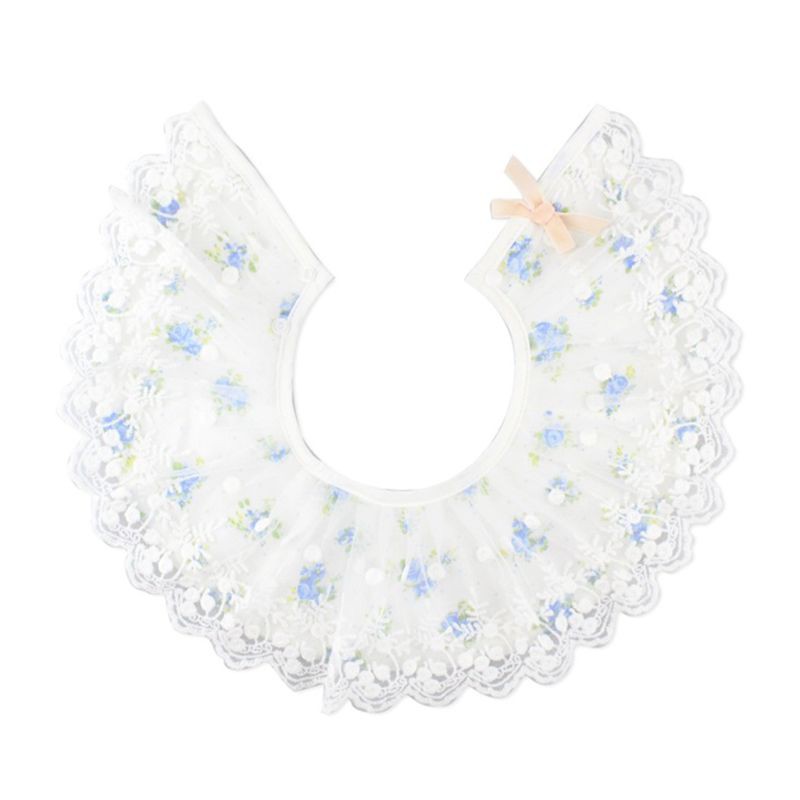 Yếm cotton ren hoa dạng tròn cho bé ăn