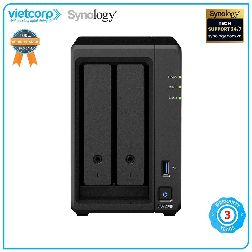 Thiết bị lưu trữ mạng NAS Synology DS720+ - Hàng chính hãng