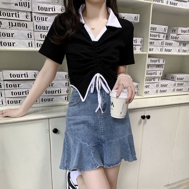 Áo Thun Tay Ngắn Cổ Chữ V Thời Trang Sành Điệu Cho Nữ