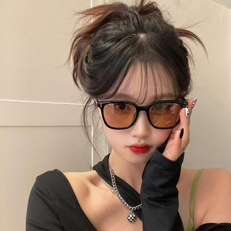 Kính Mát Gọng Đen Nâu Phong Cách retro Đường Phố Thời Trang Cho Nữ
