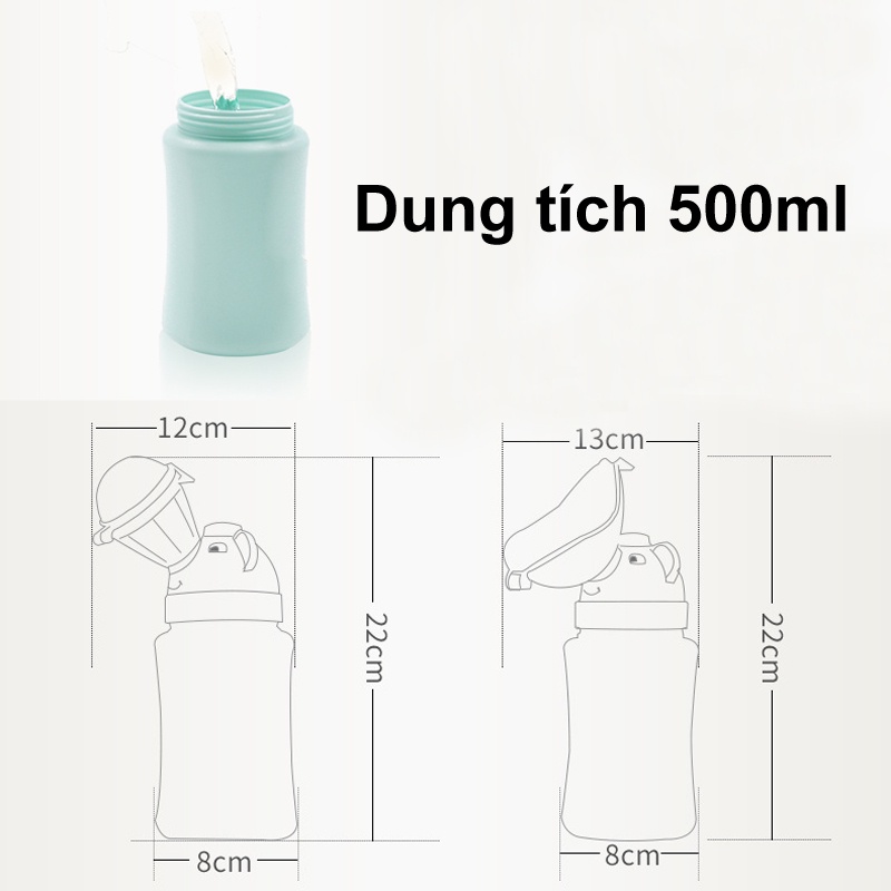 Bình Đi Tiểu Mini Cho Bé Trai, Bé Gái Tiện Lợi Thích Hợp Khi Đi Xe, Đi Du Lịch- Dung tích 500ml