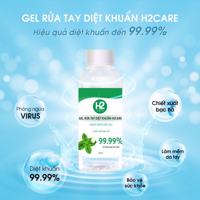 ( SẴN) GEL RỬA TAY KHÔ KHỬ TRÙNG SẠCH KHUẨN H2CARE