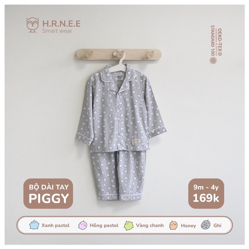 HRNEE - Bộ dài tay Hrnee  Piggy Cho bé trai bé gái