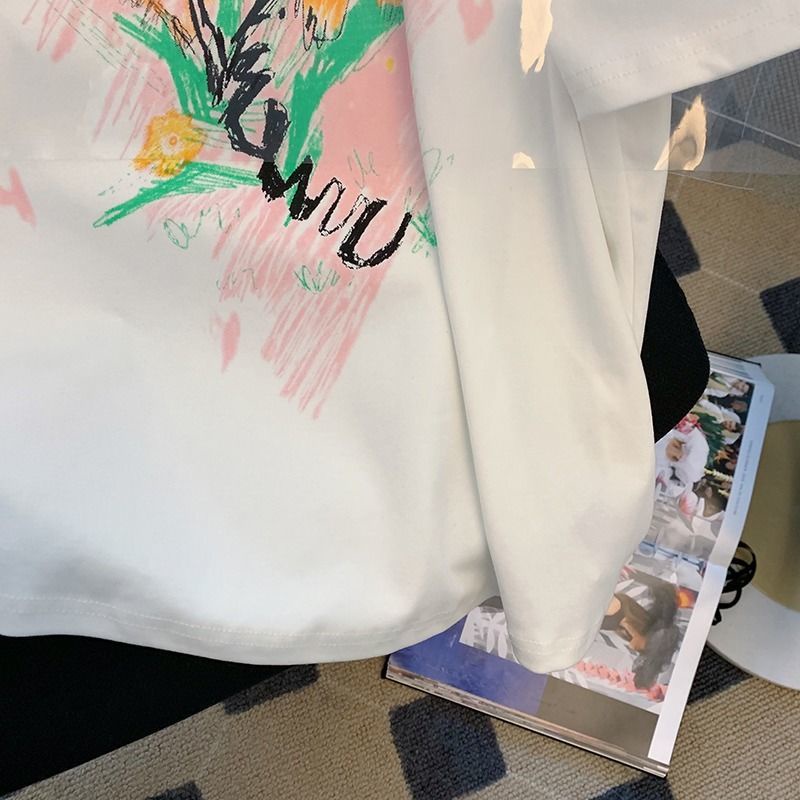 Áo Thun Tay Ngắn In Họa Tiết Hoa Trừu Tượng Thời Trang Mùa Hè Mới Cho Nữ