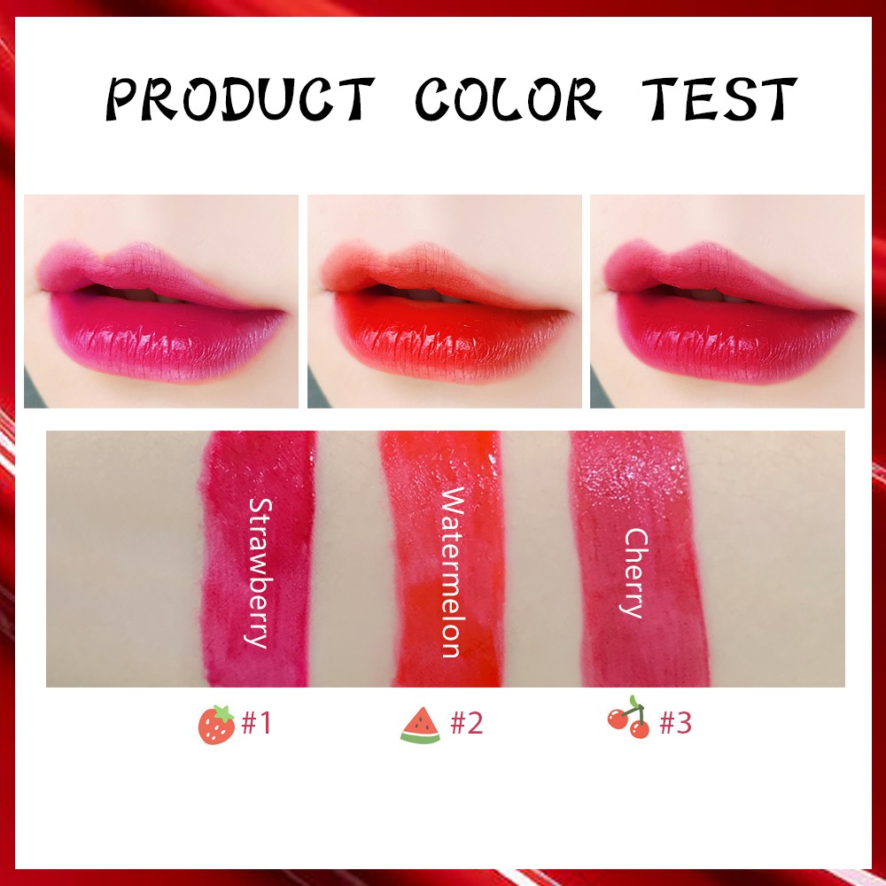 Son lì 3 màu tùy chọn ngọt ngào hương dâu cherry trái cây lâu trôi chống nước L1113 | BigBuy360 - bigbuy360.vn