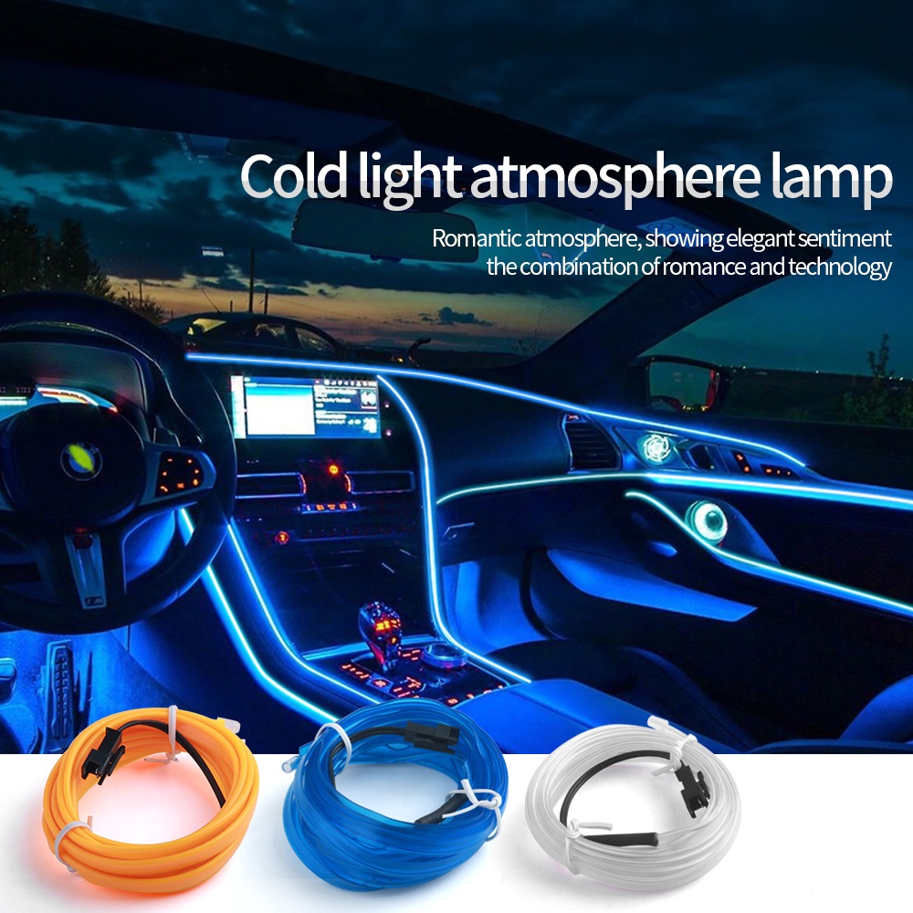 Dây Đèn LED EL Làm Mát 1m 2m 3m 5m DIY Trang Trí Nội Thất Xe Hơi