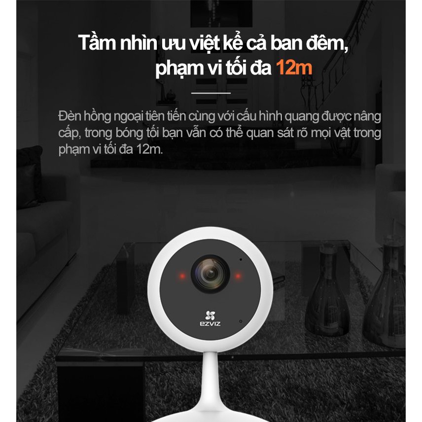 Camera WI-FI Trong nhà EZVIZ C1C-B 1080p, Đàm Thoại 2 Chiều, Công Nghệ Video H.265, Cảnh Báo Âm Thanh, Thiết Kế Nhỏ Gọn | BigBuy360 - bigbuy360.vn