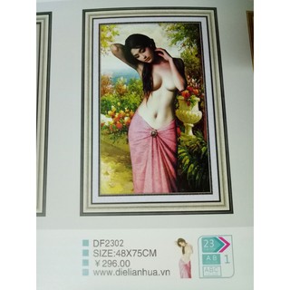 tranh đính đá cô gái khỏa thân kt 48x75cm