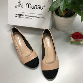 🆕️Giày Munsu_ Giày bít mũi tròn gót vuông 5cm