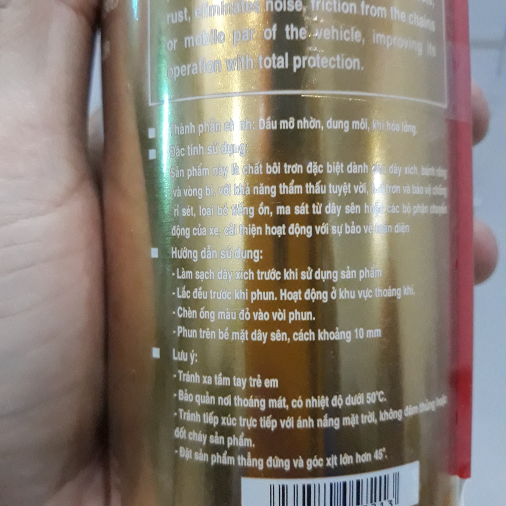 Chai xịt dưỡng sên, bôi trơn sên telox chain lube 913  - king show