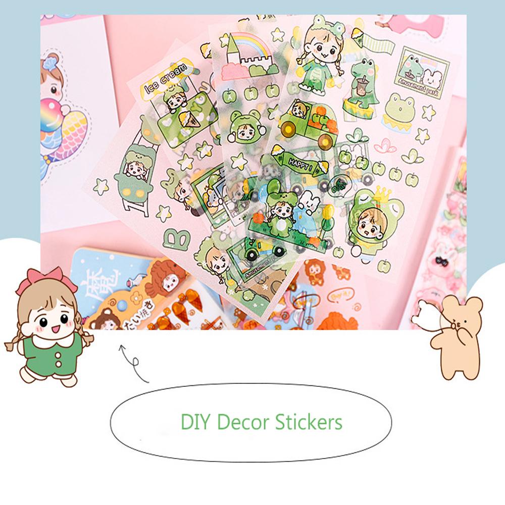 Set 4 miếng dán họa tiết hoạt hình dễ thương trang trí sổ tay DIY