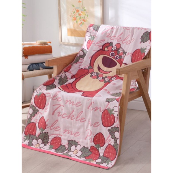[Chính hãng Disney] Mền đắp cotton đa năng tiện dụng cao cấp hoạ tiết Gấu dâu