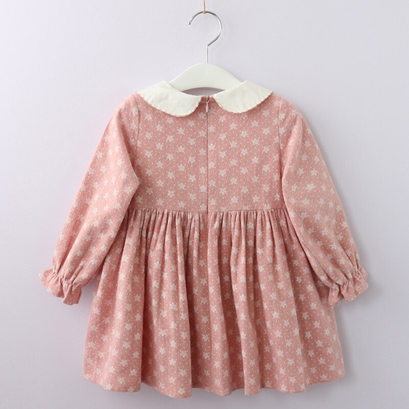 BEAR LEADER Đầm Dáng Chữ A Cổ Peter pan Đính Hoa Nhỏ Thời Trang Mùa Thu 2018 Mới Cho Bé Gái 2T-7T