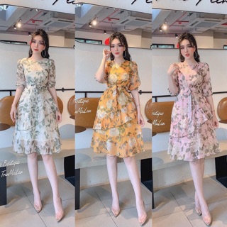 Váy hoa tơ vạt chéo