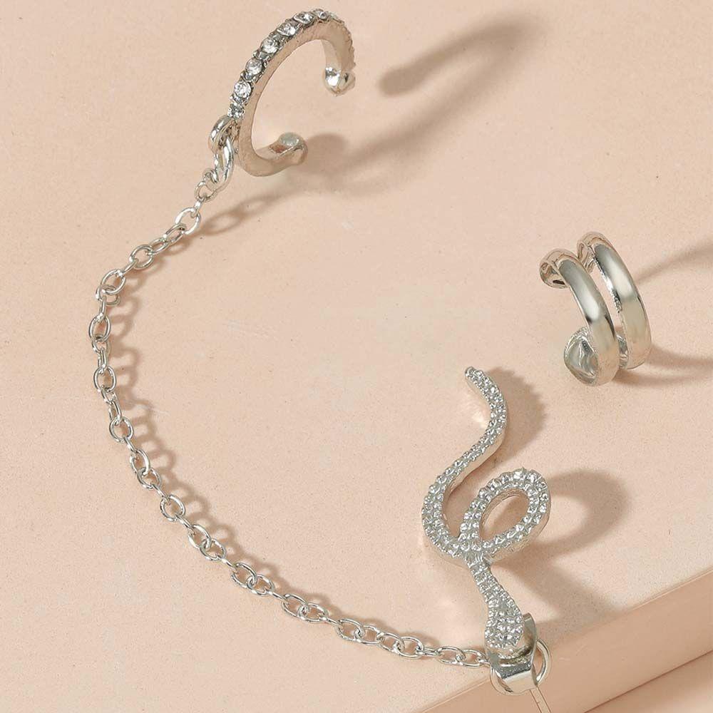 Bông Tai Dạng Kẹp Hình Rắn Bằng Hợp Kim Phong Cách Punk Hip Hop Đơn Giản Cho Nam