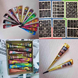 [GIÁ HỦY DIỆT] COMBO 1 TUÝP MỰC +  1 TỜ A4 NHIỀU HÌNH KHUÔN HENNA (10 - 60 hình)