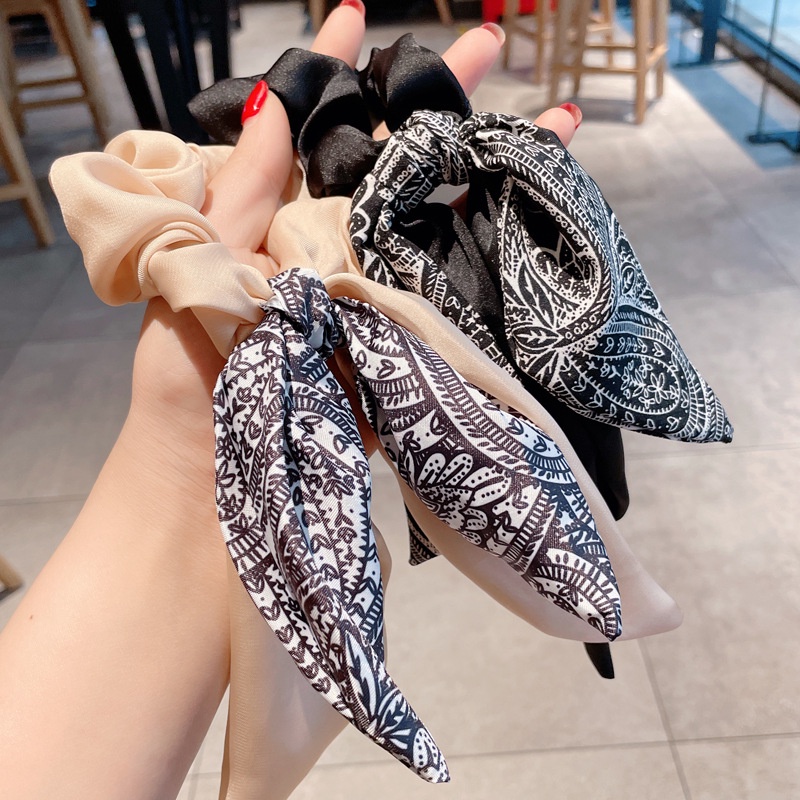 Dây Cột Tóc Cao Su Co Giãn Phối Ruy Băng Thời Trang Cho Nữ